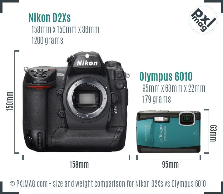 Nikon D2Xs vs Olympus 6010 size comparison