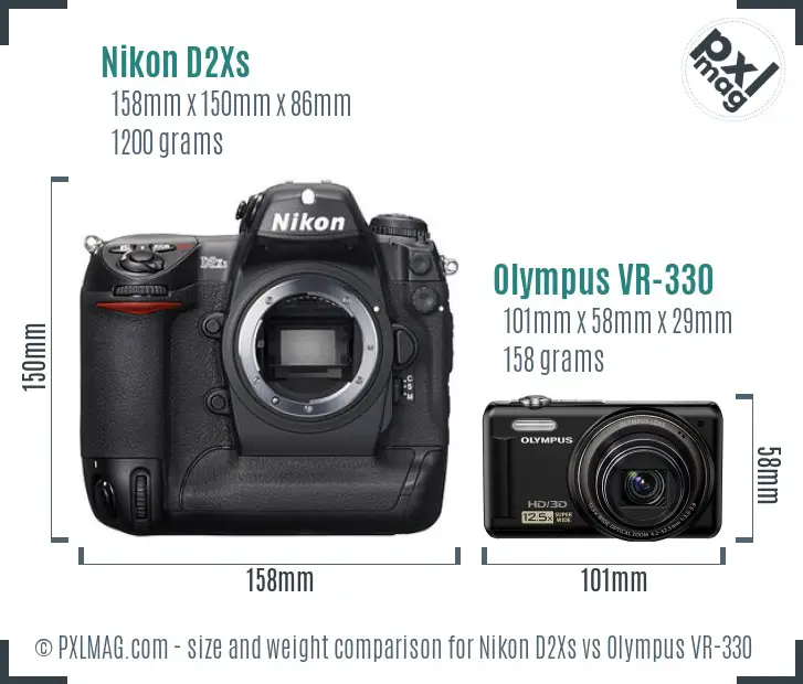 Nikon D2Xs vs Olympus VR-330 size comparison