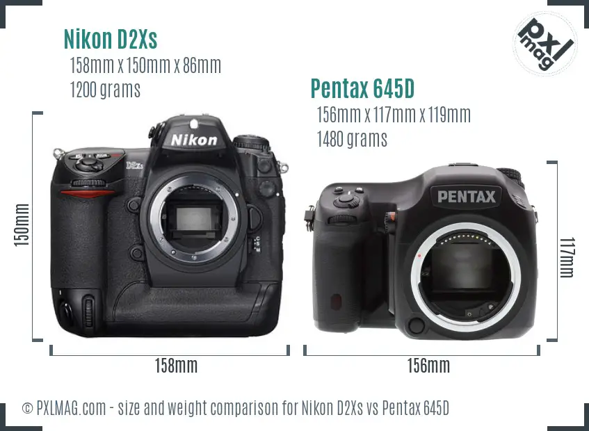 Nikon D2Xs vs Pentax 645D size comparison