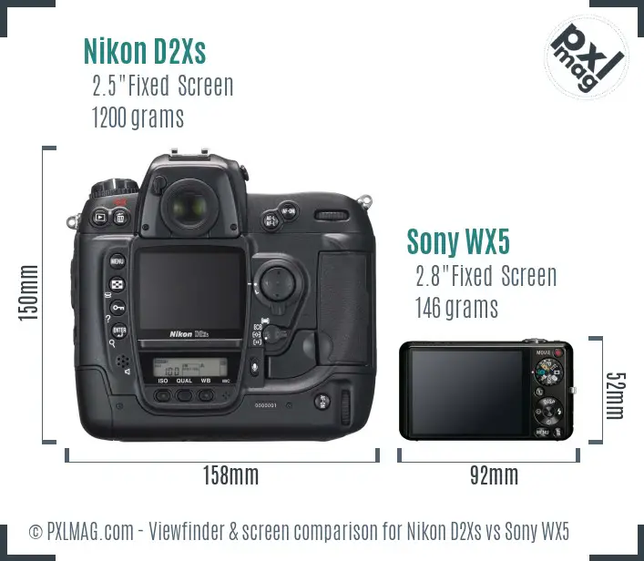 Nikon D2Xs vs Sony WX5 Screen and Viewfinder comparison