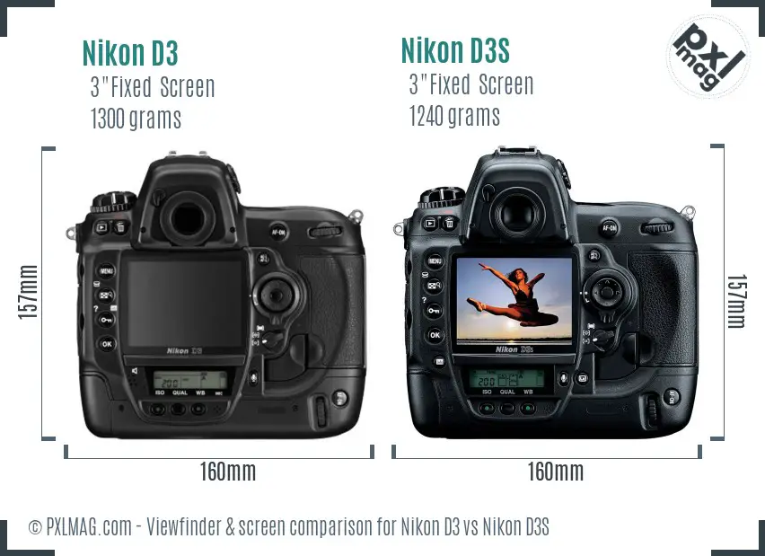 Nikon D3 vs Nikon D3S Screen and Viewfinder comparison