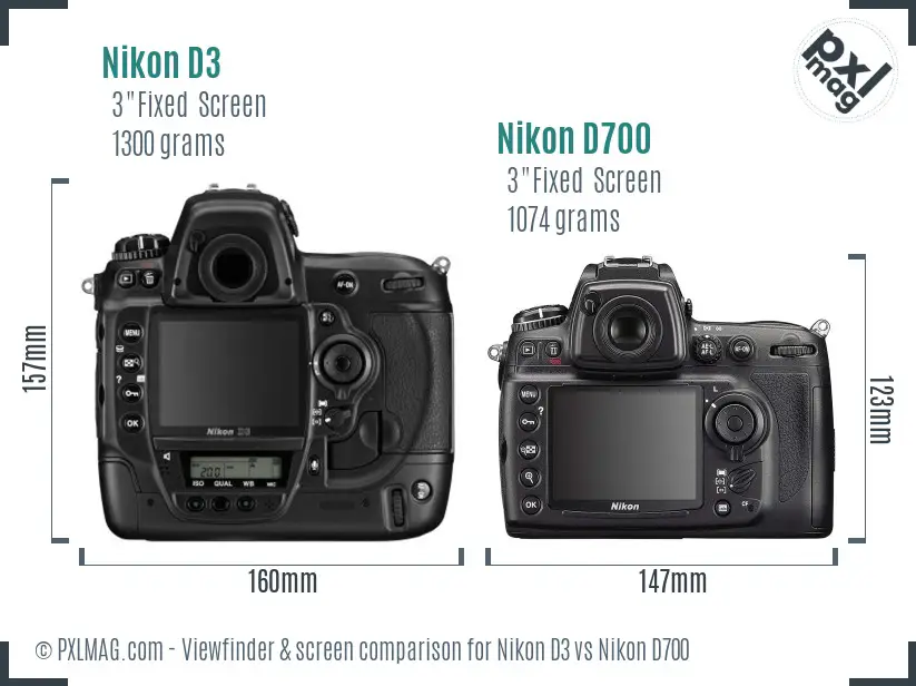 Nikon D3 vs Nikon D700 Screen and Viewfinder comparison Nikon D3 vs Nikon D700 Screen and Viewfinder comparison