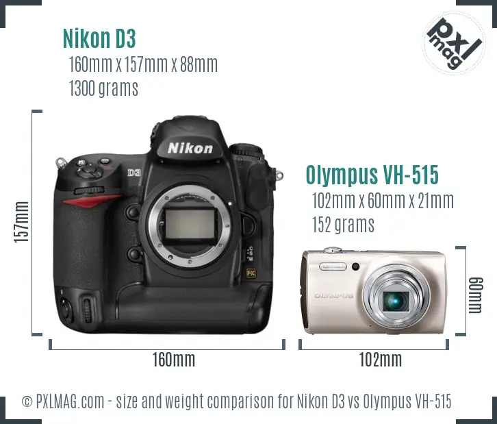 Nikon D3 vs Olympus VH-515 size comparison