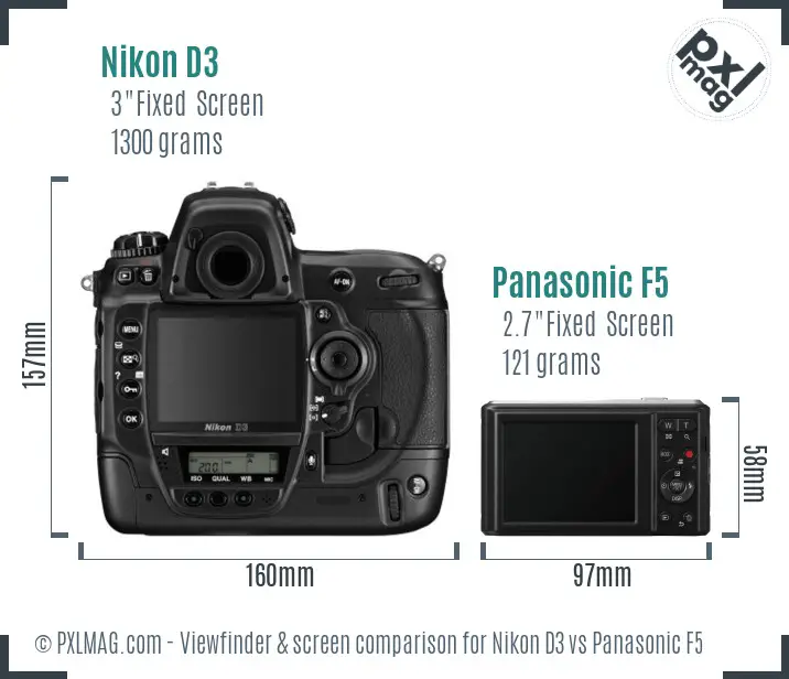 Nikon D3 vs Panasonic F5 Screen and Viewfinder comparison Nikon D3 vs Panasonic F5 Screen and Viewfinder comparison