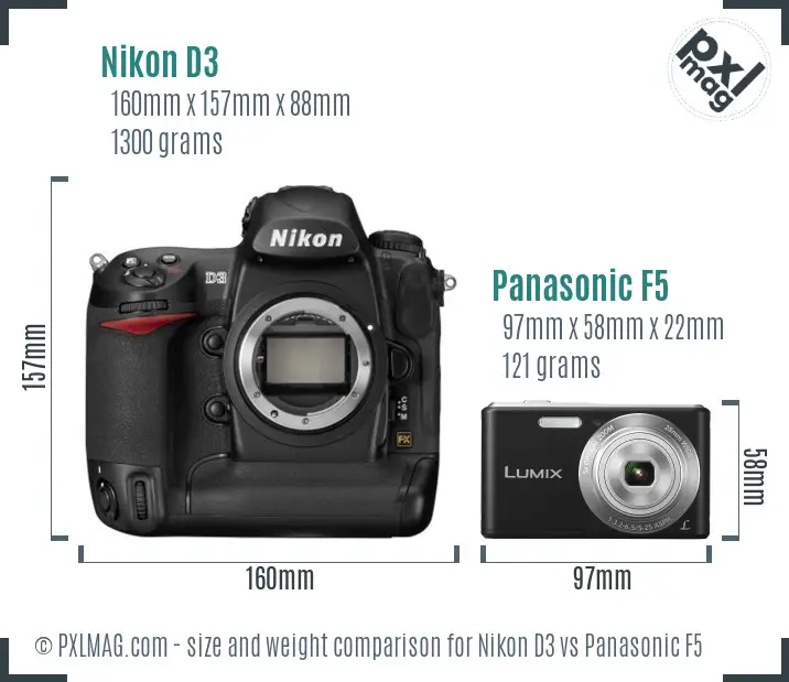 Nikon D3 vs Panasonic F5 size comparison Nikon D3 vs Panasonic F5 size comparison