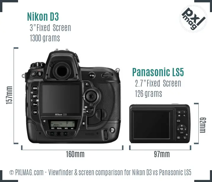 Nikon D3 vs Panasonic LS5 Screen and Viewfinder comparison