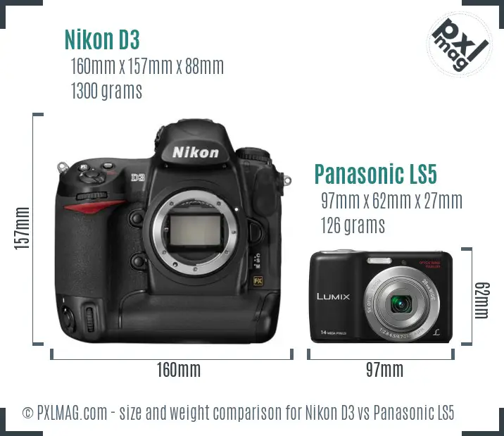 Nikon D3 vs Panasonic LS5 size comparison