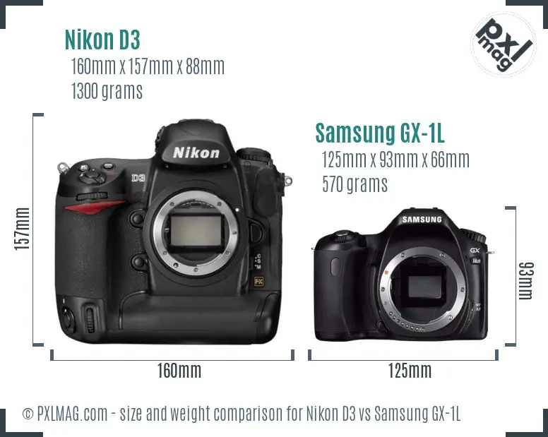 Nikon D3 vs Samsung GX-1L size comparison