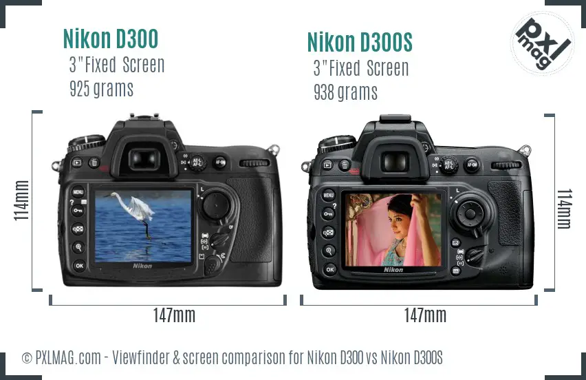 Nikon D300 vs Nikon D300S Screen and Viewfinder comparison