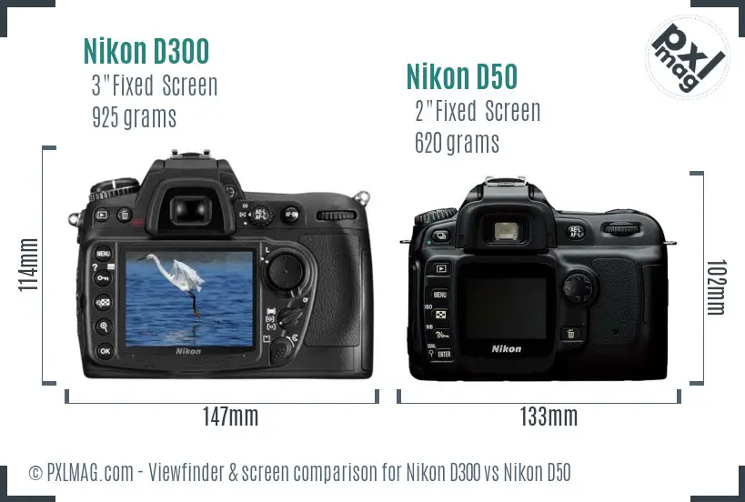 Nikon D300 vs Nikon D50 Screen and Viewfinder comparison