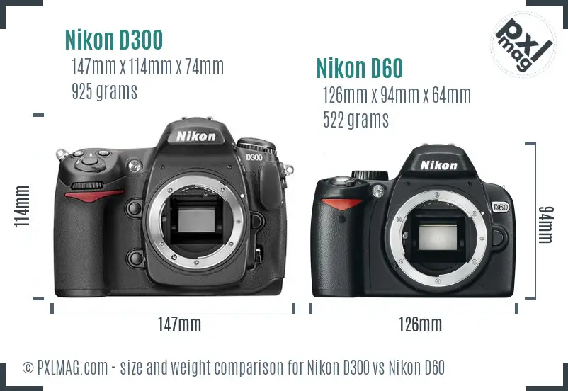 Nikon D300 vs Nikon D60 size comparison Nikon D300 vs Nikon D60 size comparison