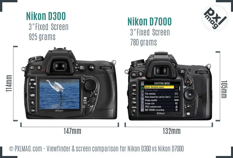 Nikon D300 vs Nikon D7000 Screen and Viewfinder comparison