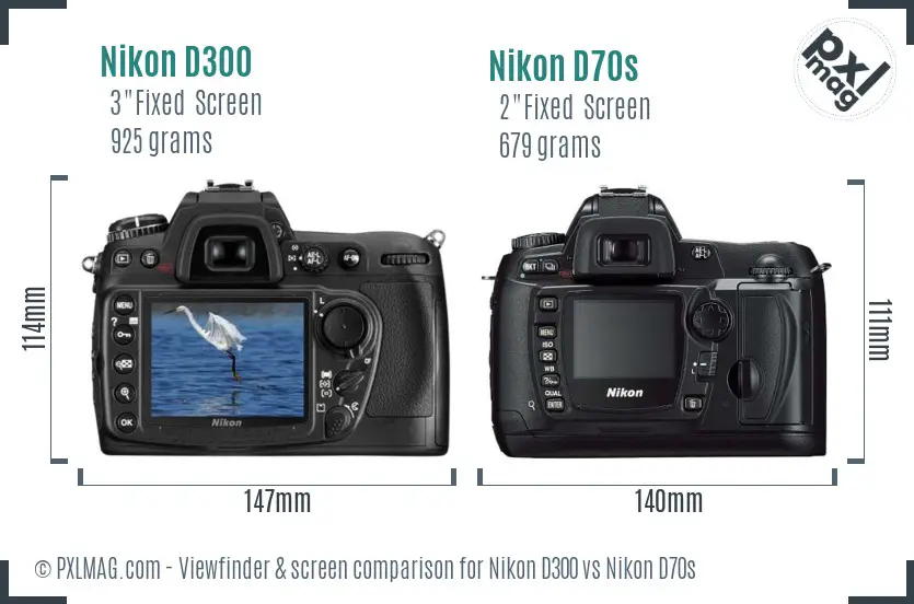 Nikon D300 vs Nikon D70s Screen and Viewfinder comparison