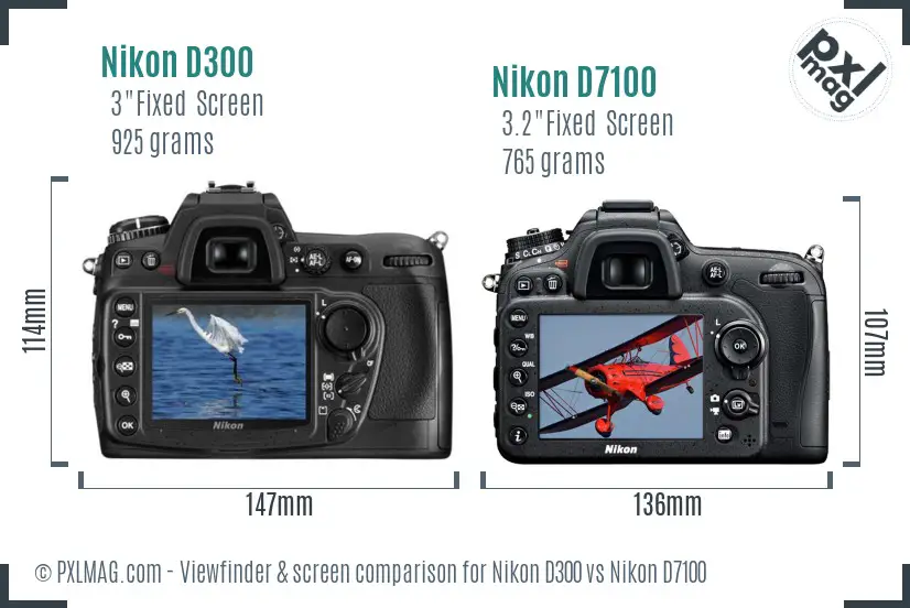 Nikon D300 vs Nikon D7100 Screen and Viewfinder comparison