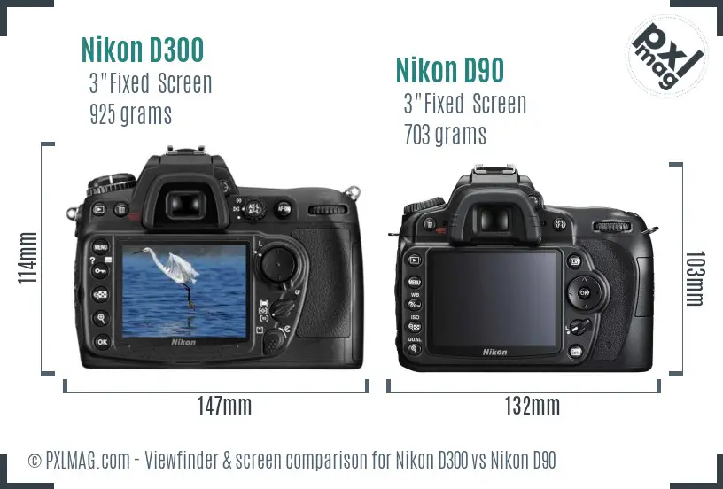 Nikon D300 vs Nikon D90 Screen and Viewfinder comparison