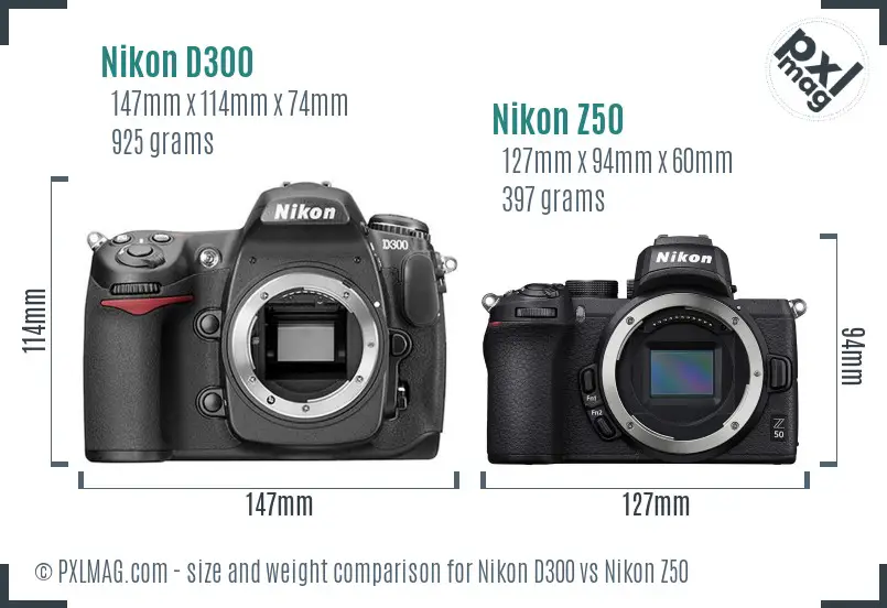 Nikon D300 vs Nikon Z50 size comparison Nikon D300 vs Nikon Z50 size comparison