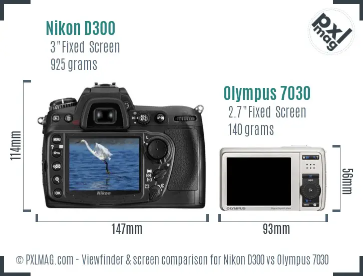 Nikon D300 vs Olympus 7030 Screen and Viewfinder comparison