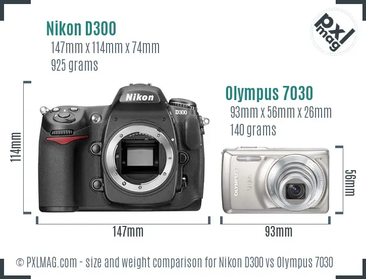 Nikon D300 vs Olympus 7030 size comparison