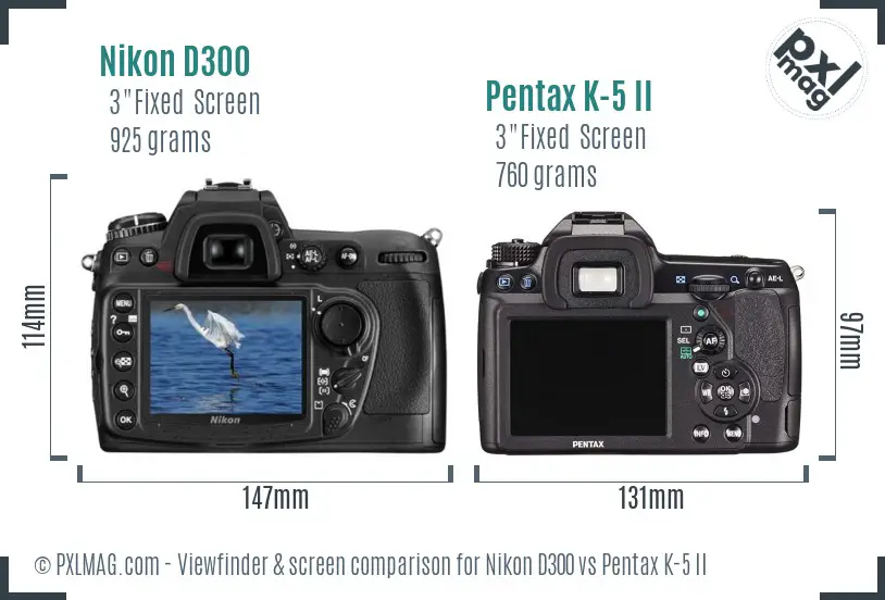 Nikon D300 vs Pentax K-5 II Screen and Viewfinder comparison Nikon D300 vs Pentax K-5 II Screen and Viewfinder comparison