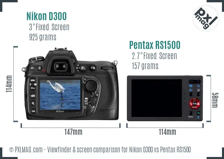 Nikon D300 vs Pentax RS1500 Screen and Viewfinder comparison
