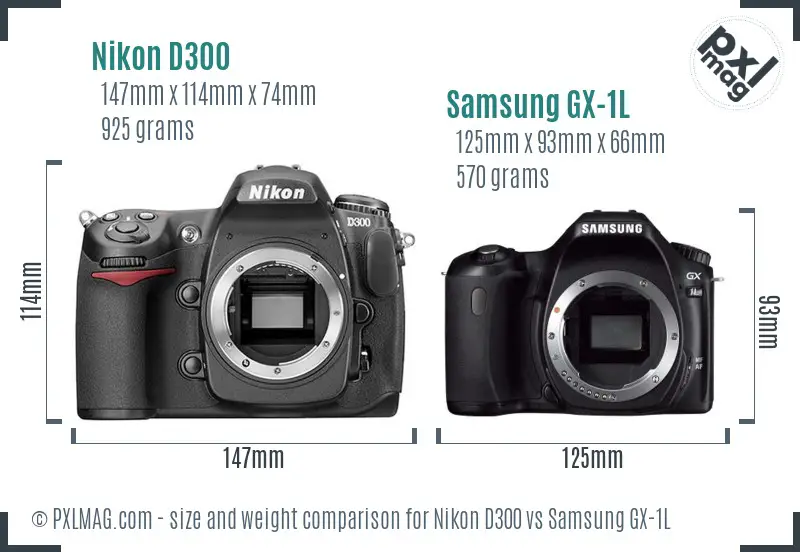 Nikon D300 vs Samsung GX-1L size comparison