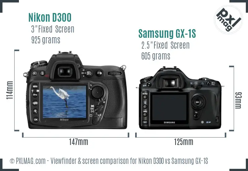 Nikon D300 vs Samsung GX-1S Screen and Viewfinder comparison