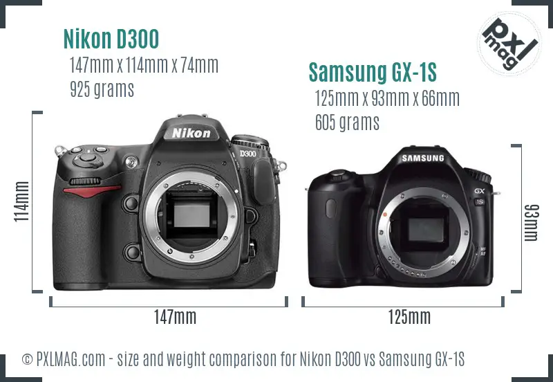 Nikon D300 vs Samsung GX-1S size comparison