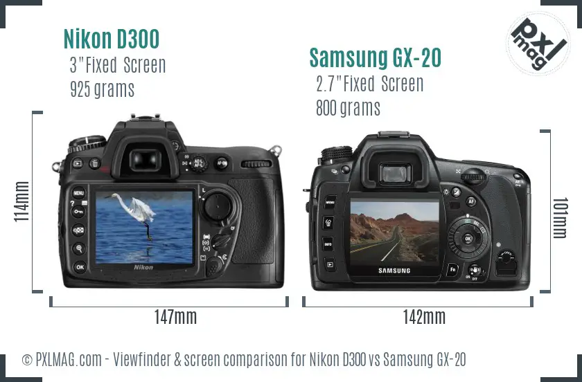 Nikon D300 vs Samsung GX-20 Screen and Viewfinder comparison