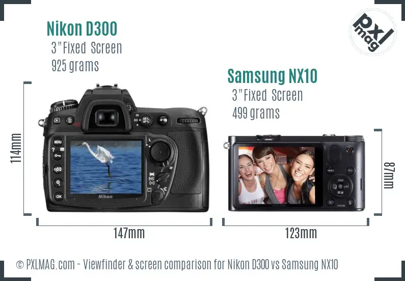 Nikon D300 vs Samsung NX10 Screen and Viewfinder comparison Nikon D300 vs Samsung NX10 Screen and Viewfinder comparison