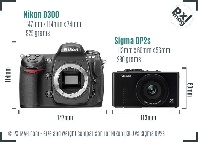 Nikon D300 vs Sigma DP2s size comparison