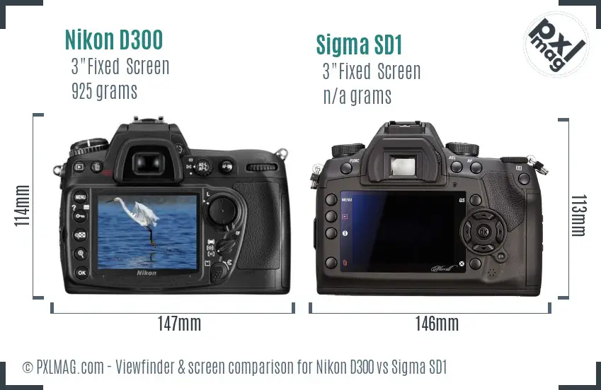 Nikon D300 vs Sigma SD1 Screen and Viewfinder comparison