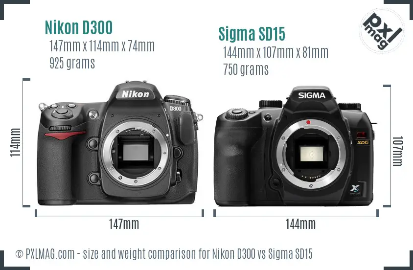 Nikon D300 vs Sigma SD15 size comparison