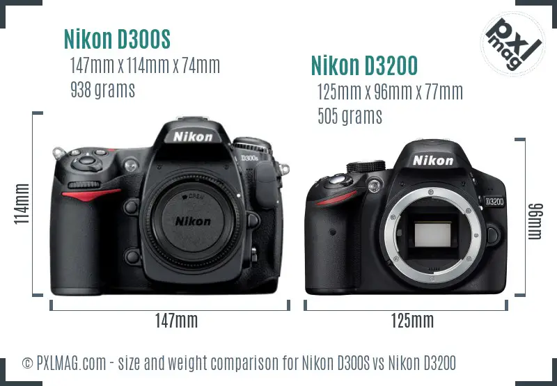 Nikon D300S vs Nikon D3200 size comparison Nikon D300S vs Nikon D3200 size comparison
