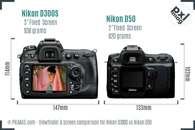 Nikon D300S vs Nikon D50 Screen and Viewfinder comparison