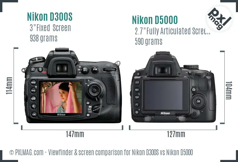 Nikon D300S vs Nikon D5000 Screen and Viewfinder comparison Nikon D300S vs Nikon D5000 Screen and Viewfinder comparison