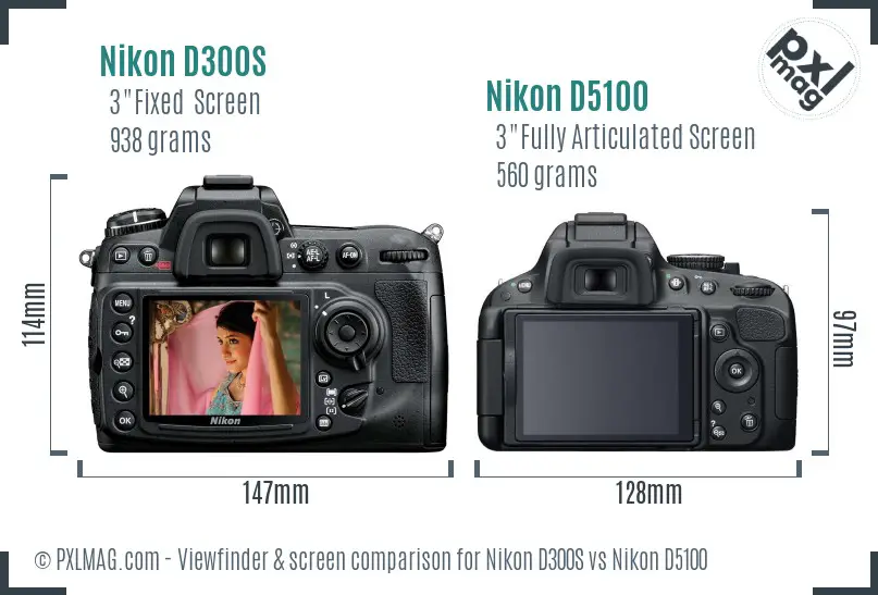 Nikon D300S vs Nikon D5100 Screen and Viewfinder comparison Nikon D300S vs Nikon D5100 Screen and Viewfinder comparison