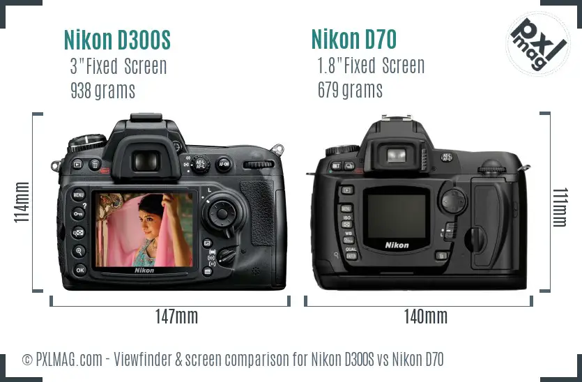 Nikon D300S vs Nikon D70 Screen and Viewfinder comparison