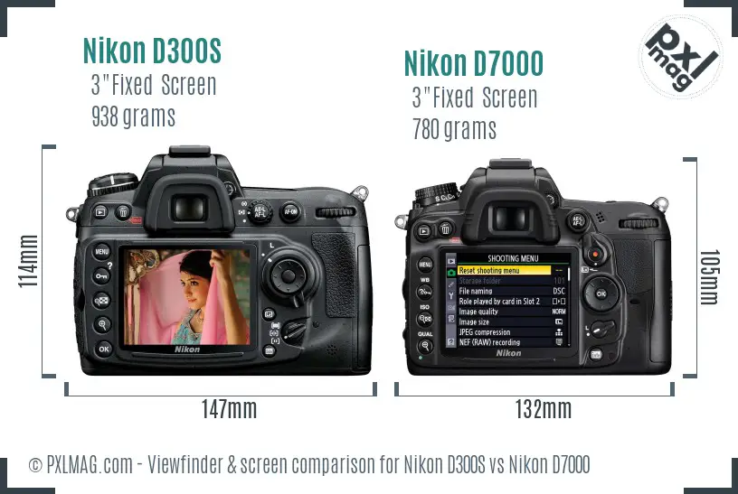 Nikon D300S vs Nikon D7000 Screen and Viewfinder comparison