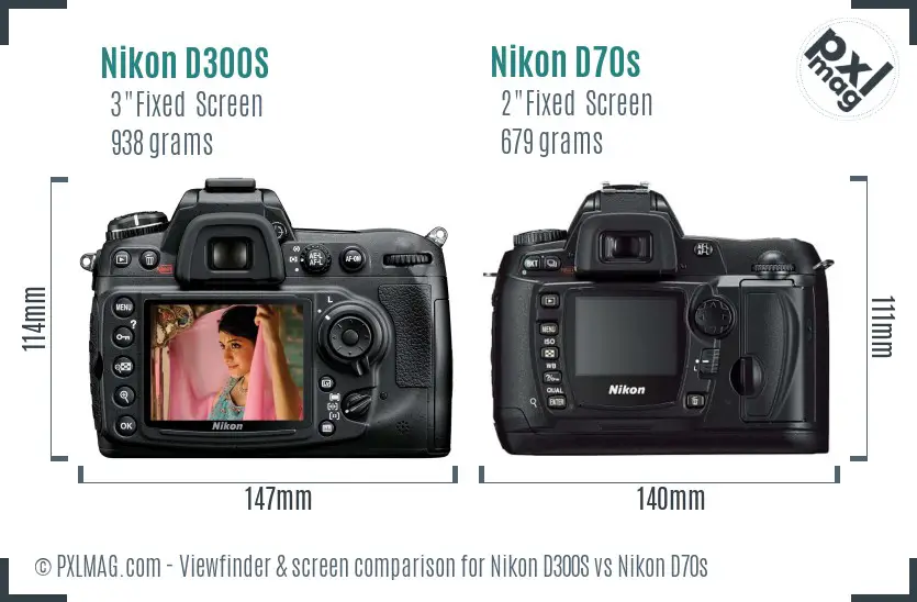 Nikon D300S vs Nikon D70s Screen and Viewfinder comparison