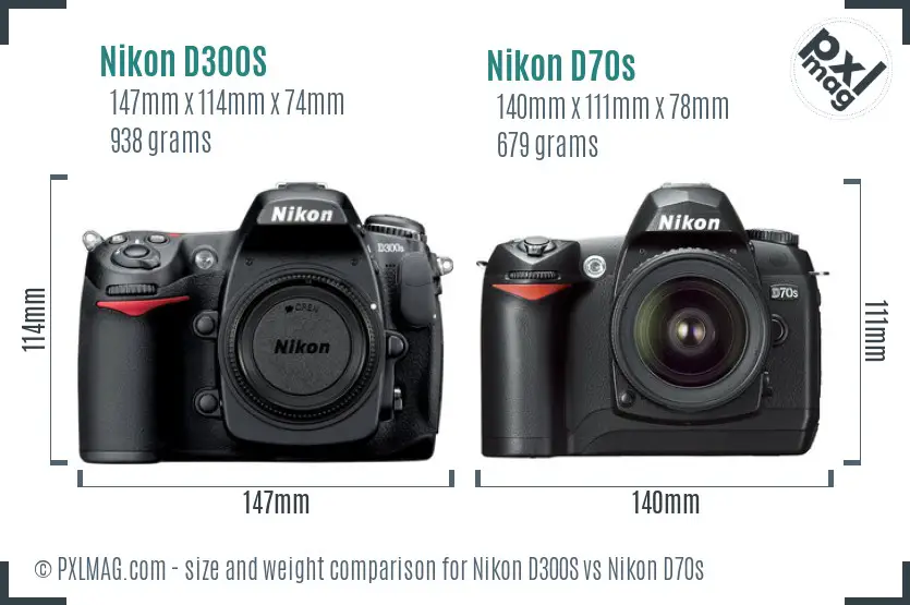 Nikon D300S vs Nikon D70s size comparison