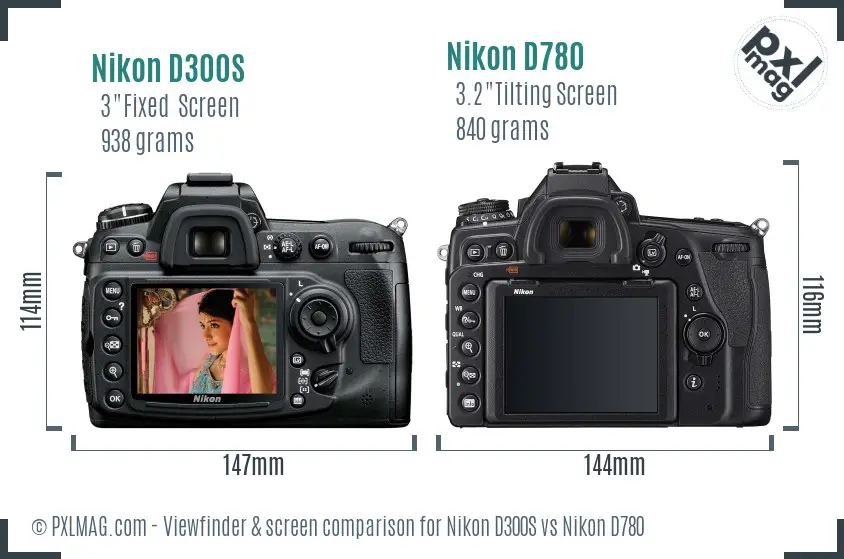 Nikon D300S vs Nikon D780 Screen and Viewfinder comparison