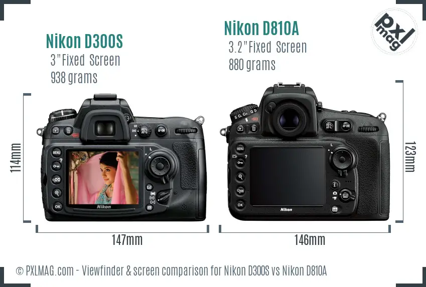 Nikon D300S vs Nikon D810A Screen and Viewfinder comparison
