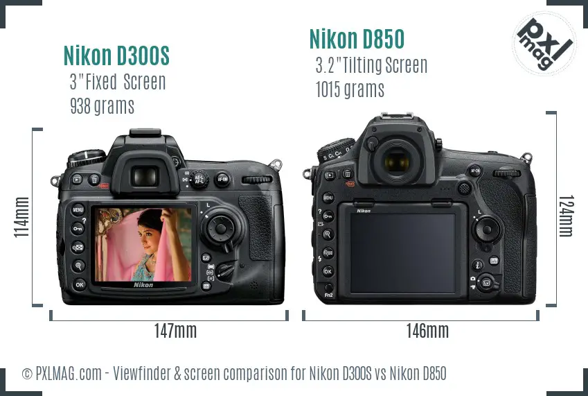 Nikon D300S vs Nikon D850 Screen and Viewfinder comparison