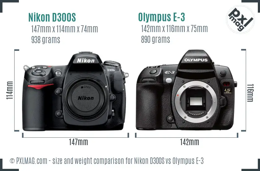 Nikon D300S vs Olympus E-3 size comparison