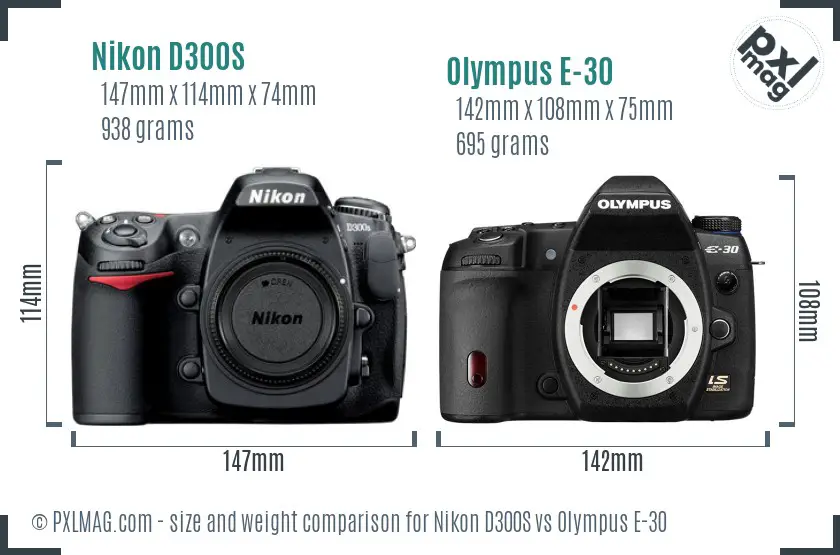 Nikon D300S vs Olympus E-30 size comparison