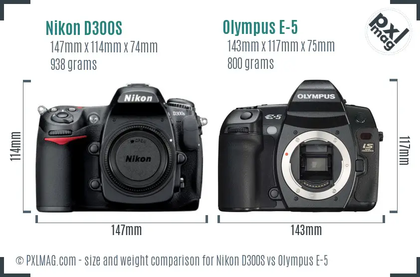 Nikon D300S vs Olympus E-5 size comparison