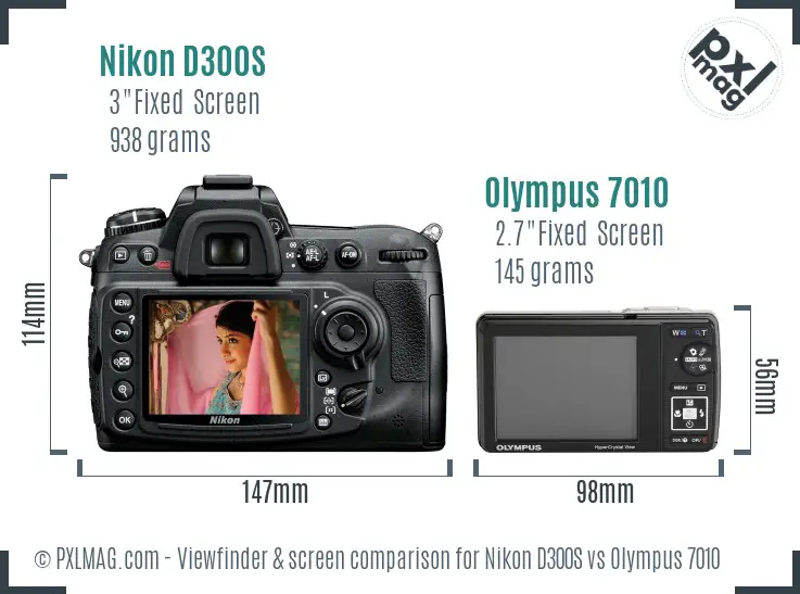 Nikon D300S vs Olympus 7010 Screen and Viewfinder comparison