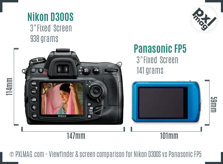 Nikon D300S vs Panasonic FP5 Screen and Viewfinder comparison