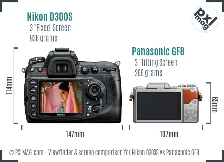 Nikon D300S vs Panasonic GF8 Screen and Viewfinder comparison