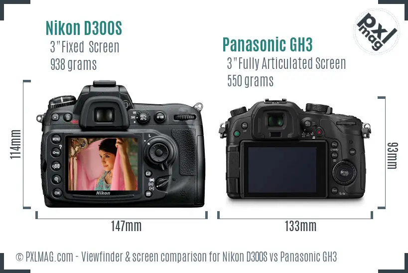 Nikon D300S vs Panasonic GH3 Screen and Viewfinder comparison
